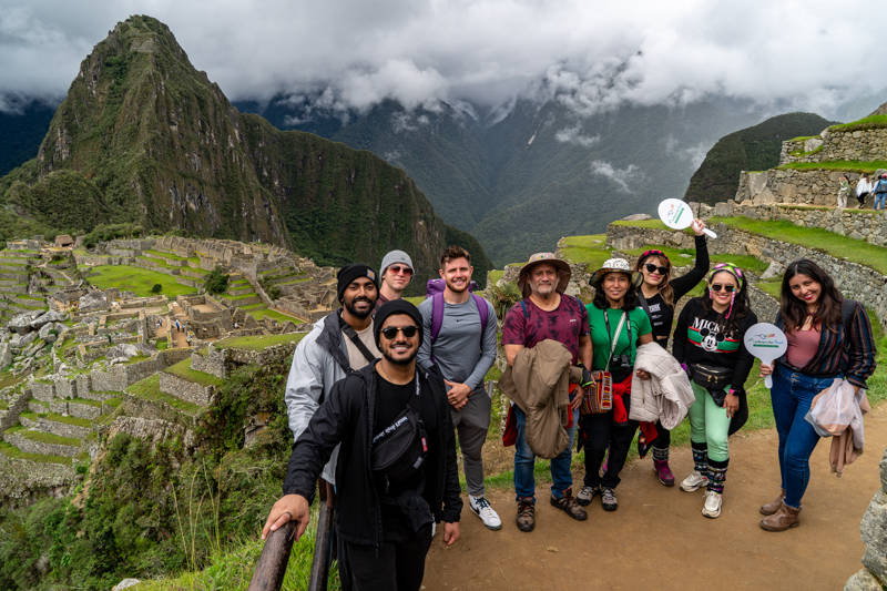 Tourists resting in Machu Picchu