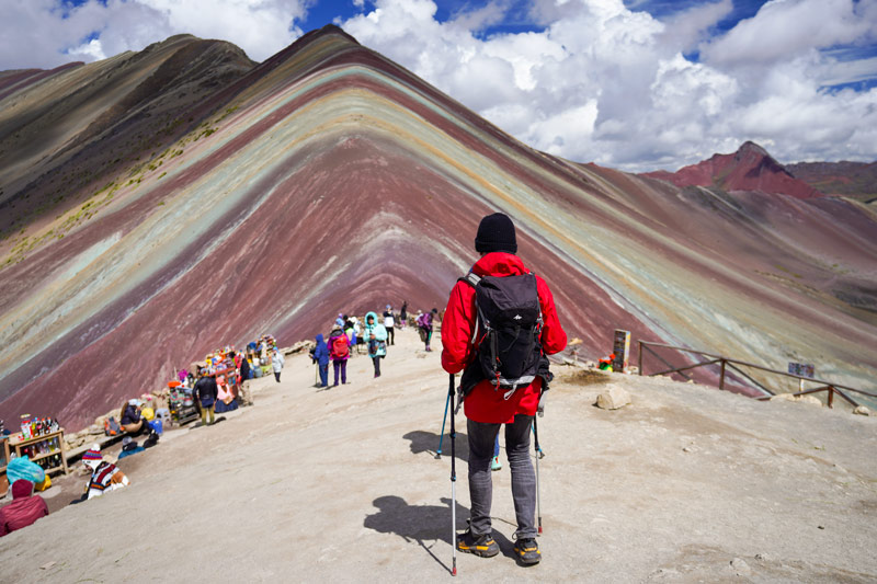 Tourist at Rainbow Mountain