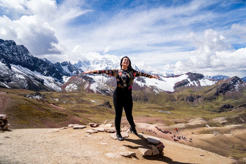 Tourist at Rainbow Mountain