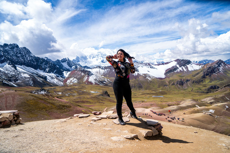 Tourist at Rainbow Mountain