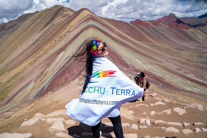 Tourist at Rainbow Mountain