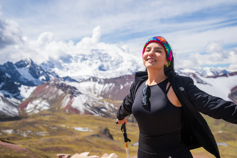Tourist at Rainbow Mountain
