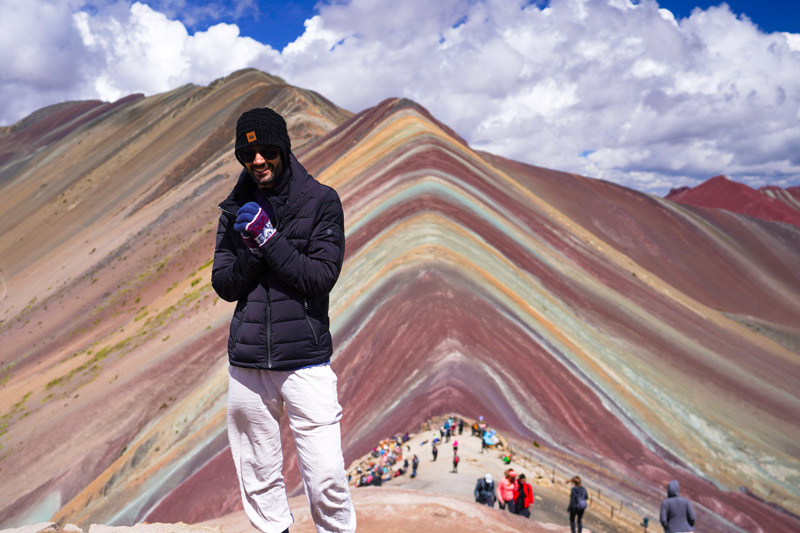 Tourist on the Rainbow Mountain