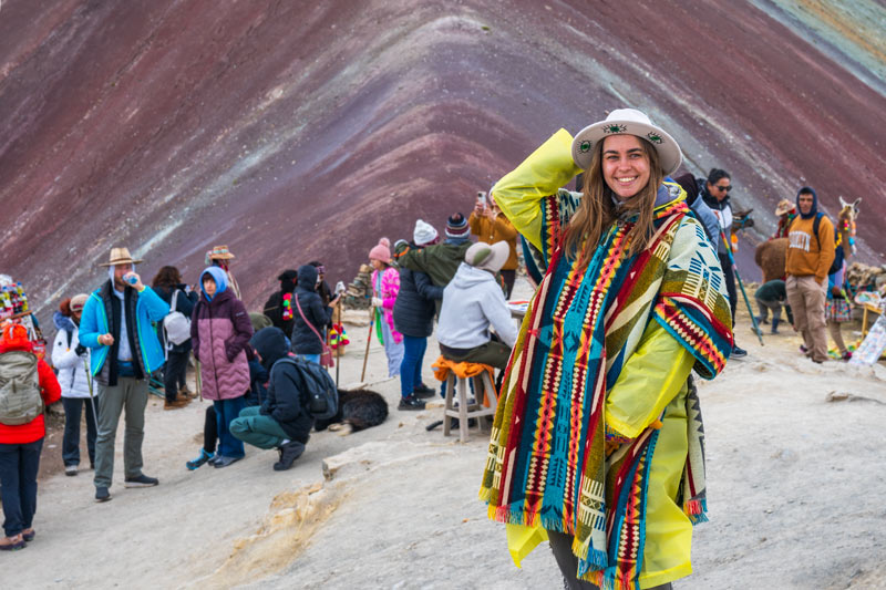 Tourist on the Rainbow Mountain