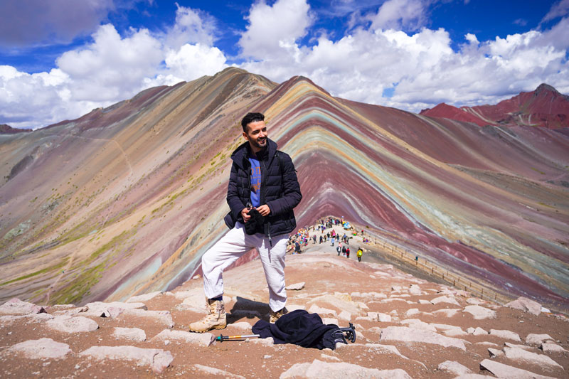 Tourist on the Rainbow Mountain