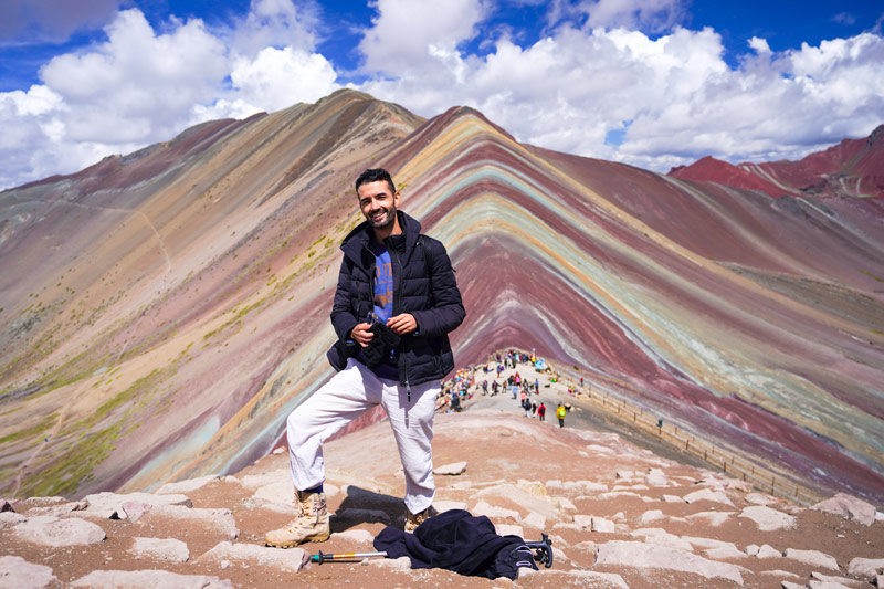 Tourist on the Rainbow Mountain