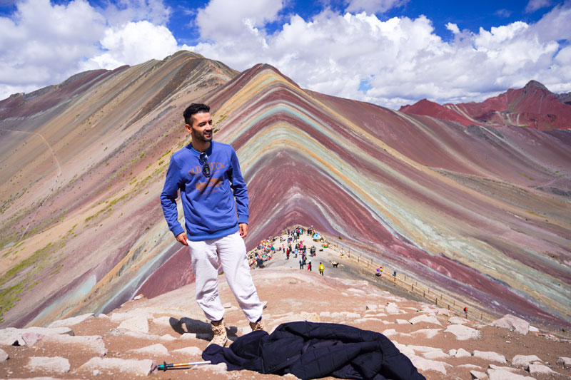 Tourist on the Rainbow Mountain