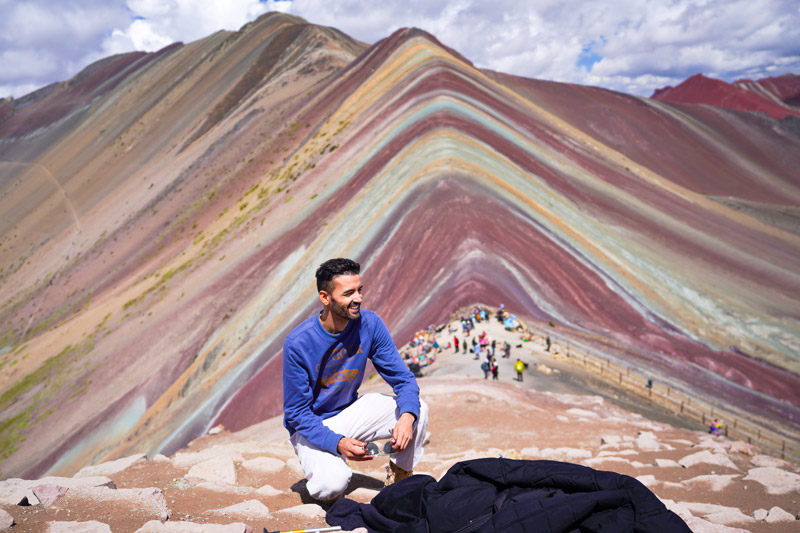 Tourist on the Rainbow Mountain