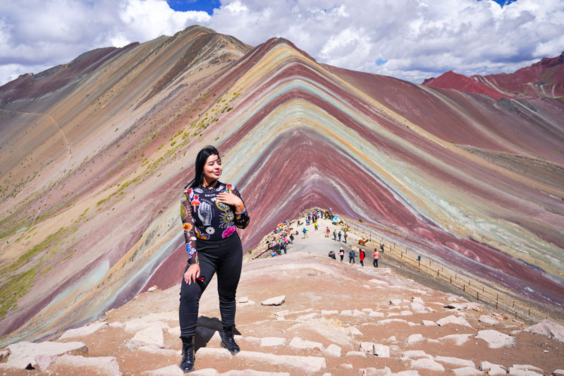 Tourist on the Rainbow Mountain