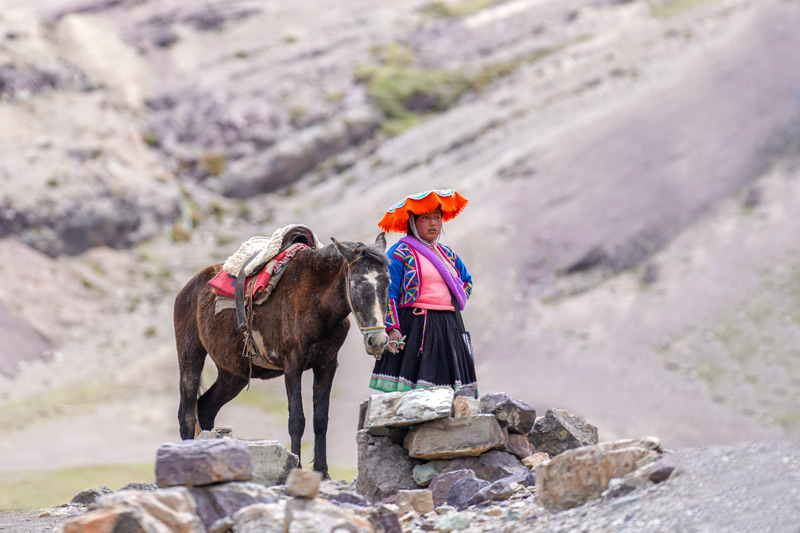 Andean woman with her horse